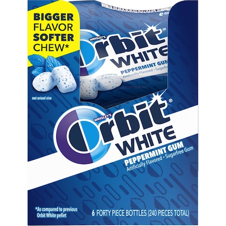 Orbit White Peppermint Soft Chew Bottle 40 Pieces, PK24